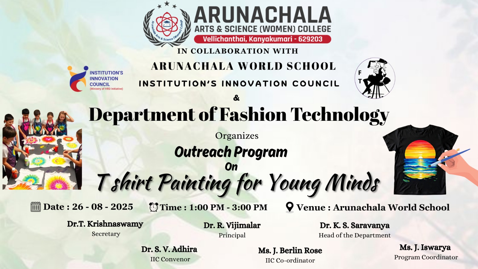 Department of Fashion Technology organizes an Outreach program on T-Shirt Painting for Young Minds